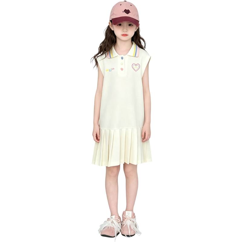 YALU Grade School Dresses Polo Collar Moderate Midi Skirt