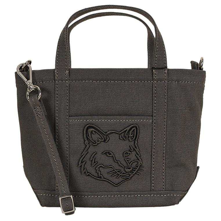 Maison Kitsune Cotton Handbag Mini Unisex Smoke Gray