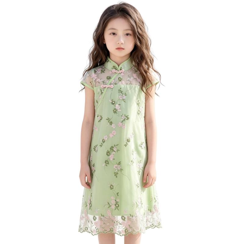 YALU Grade School Dresses Stand Collar Moderate Midi Skirt