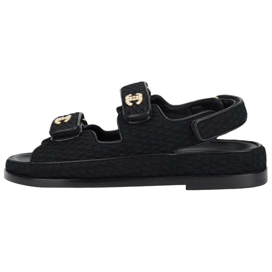 CHANEL Dad Sandal Black Knit Women's