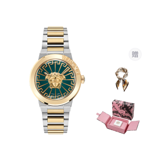 VERSACE Wrist Watches Quartz Movement Stainless Steel Watchband 38mm Green Dial Unisex Limited Fortune Box+Silk Scarf