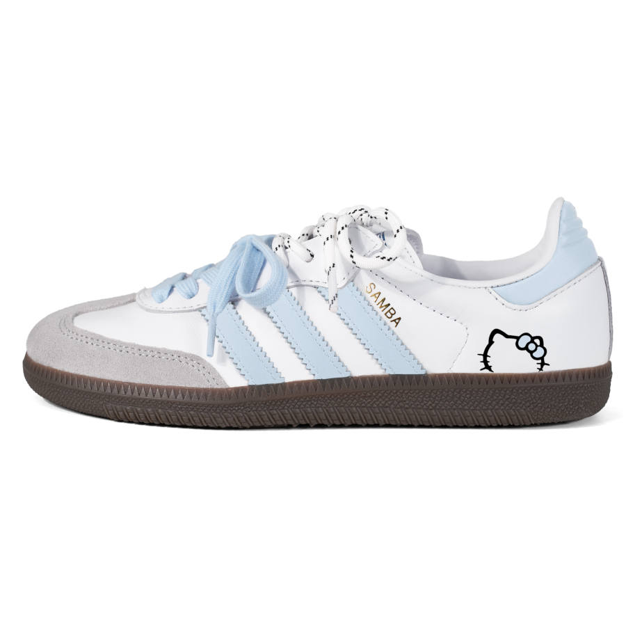 Adidas Originals SAMBA OG Cloud Milk Meow, Double Shoelace Deconstruction German Army Trainers Unisex Blue White