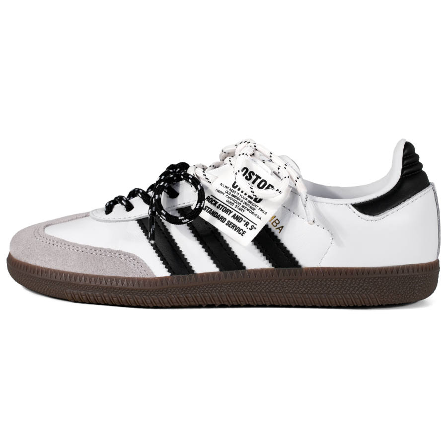 Adidas Originals SAMBA OG White Noise, Double Shoelace Deconstruction German Army Trainers Unisex Black White