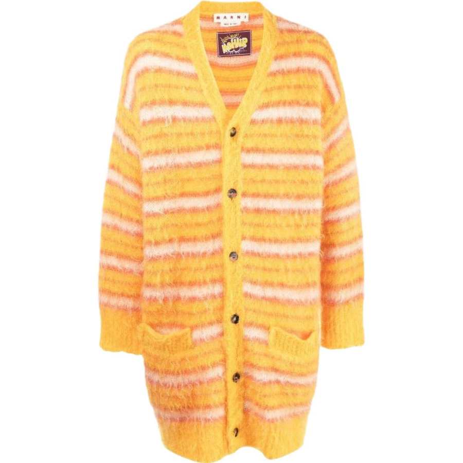 MARNI Striped Iconic Mohair Long Cardigan