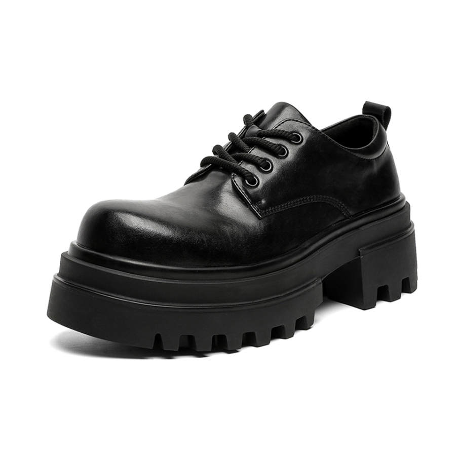 Lanza Trendy Fashion Vintage British Style Business Commuting Platform Height Increasing Chunky Derby Shoes