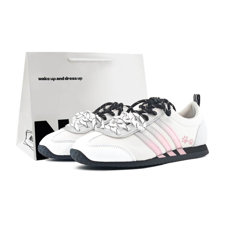 Adidas Adidas VS JOG 2.0 Shopping Bag, Silver Pink Cat Paw Lightweight Breathable Low top German Army Trainers Unisex Pink