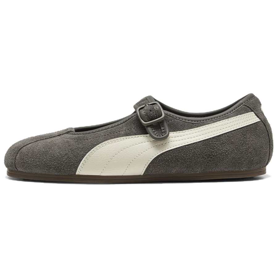 PUMA Tackle Cow Split Leather Mary Jane Shoes Women's Gray White