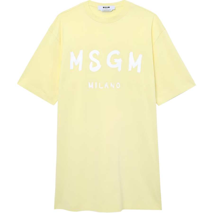 MSGM MSGM T Shirts Women's Yellow Crew Neck Moderate Straight Fit