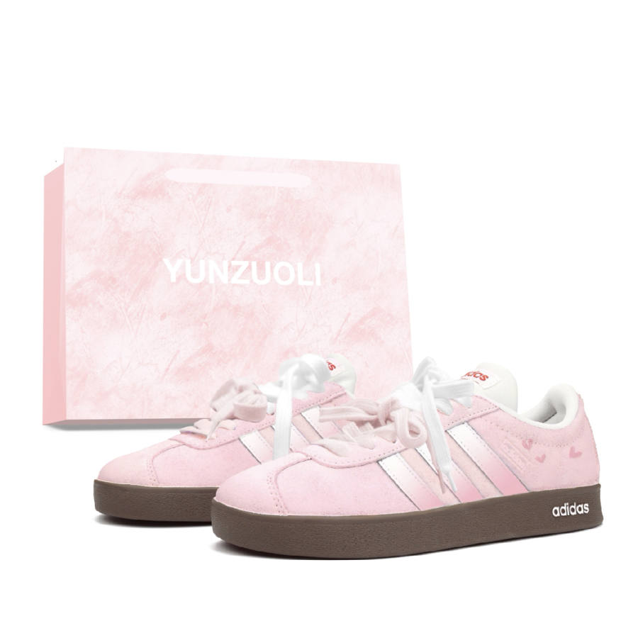 Adidas Adidas VL COURT 2.0 Strawberry Butter Slip Resistant Abrasion Resistant Low top Skateboard Shoes Unisex Pink