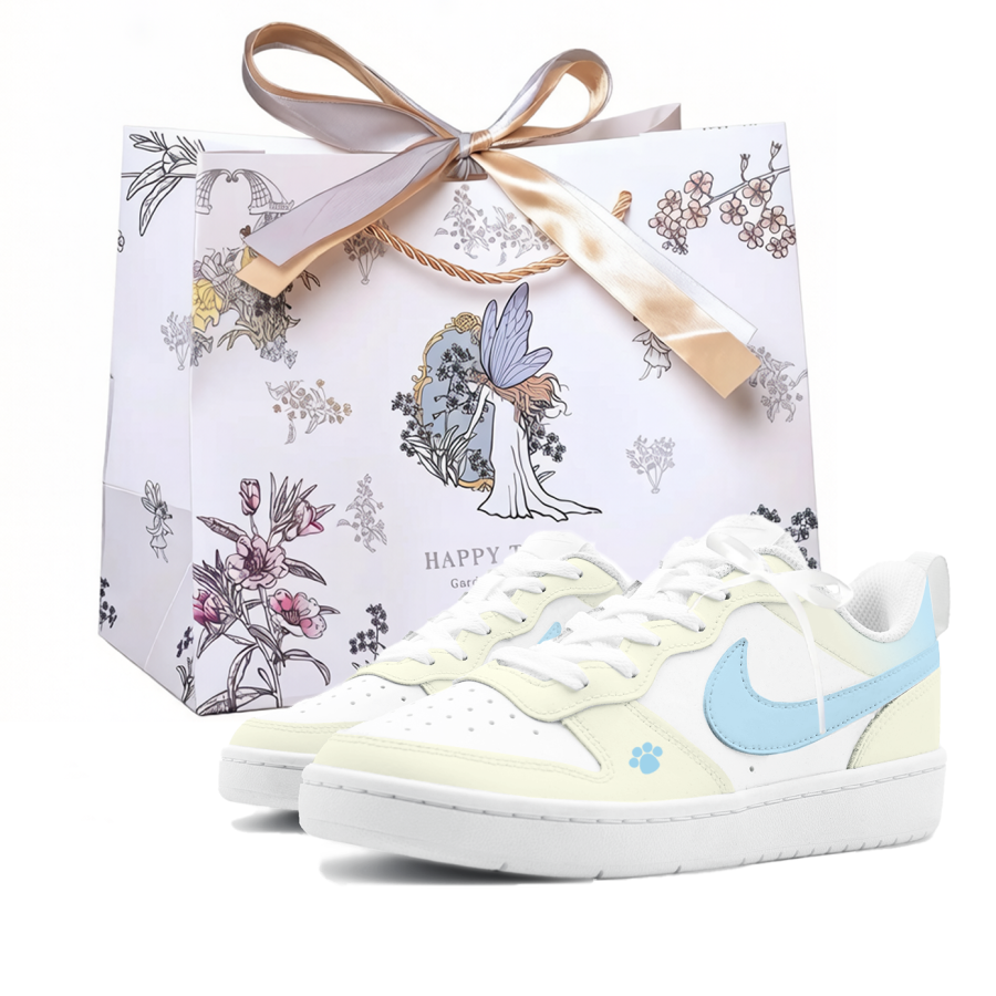 Nike Nike Court Borough Creamy Crampons, Shopping Bag Slip Resistant Cushioning Abrasion Resistant Low top
