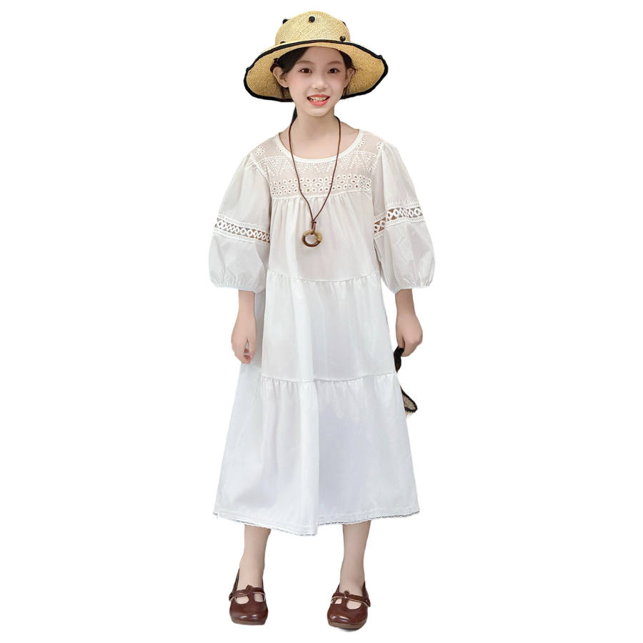 YALU Grade School Dresses Crew Neck Moderate Midi Skirt