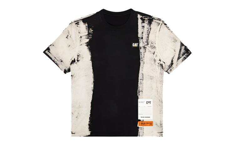 HERON PRESTON T Shirts Men's Black White Crew Neck Moderate Straight Fit