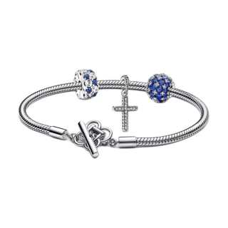 Pandora 925 Sterling Silver Bracelets Unisex Silver/Blue