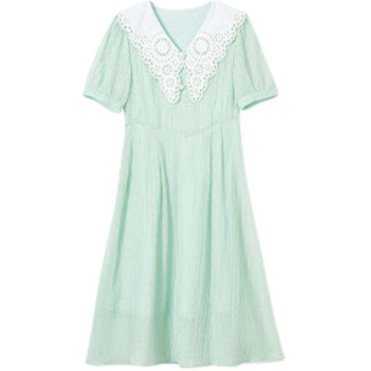 XIANGYING Short Sleeved Dress Women's Mint Green