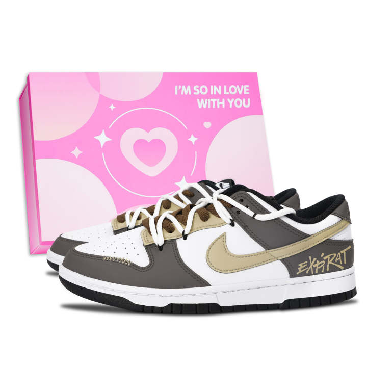 Nike Nike Dunk Black White, Gray Brown Wild Fun Leather Low top Skateboard Shoes Unisex Gray