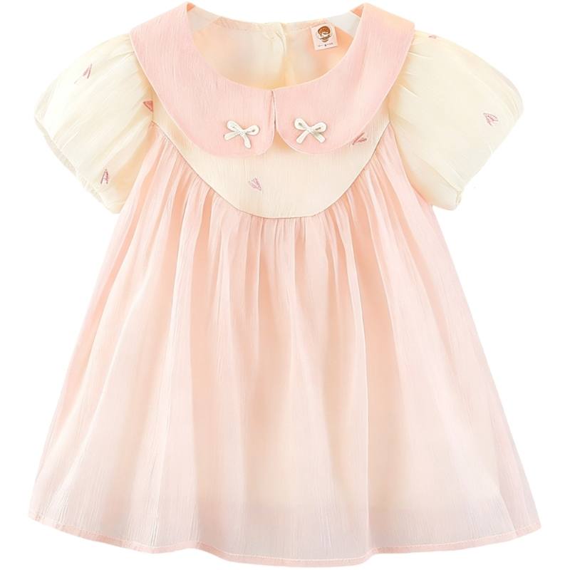 YALU Baby Dresses Crew Neck Thin Midi Skirt Stretch