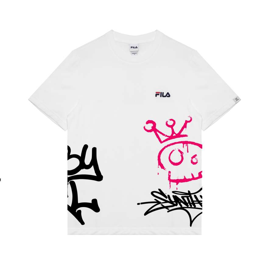 FILA T Shirts Unisex Gray White OWH Crew Neck Moderate