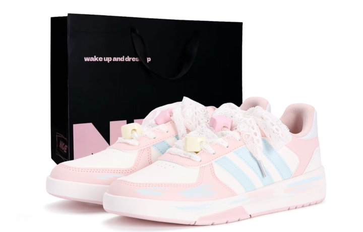 Adidas Adidas COURTBEAT Coverage Slip Resistant Cushioning Low top Skateboard Shoes Unisex Pink Blue