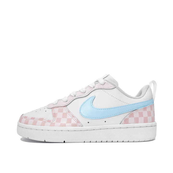 Nike Nike Court Borough Pink Plaid Synthetic Leather Cushioning Abrasion Resistant Breathable Low top