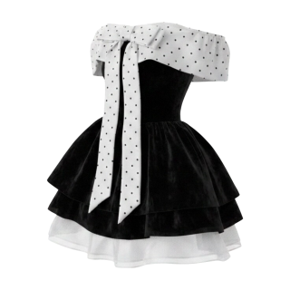 MTHE Sleeveless Dresses Women's Black/White Off The Shoulder Moderate Short Skirt