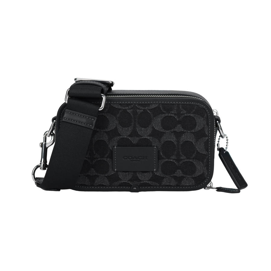 COACH Fabric With Cow Leather Shoulder Bag, Crossbody Bag Small Men's Black