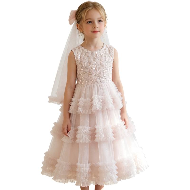YALU Grade School Dresses Lapel Moderate Midi Skirt Stretch