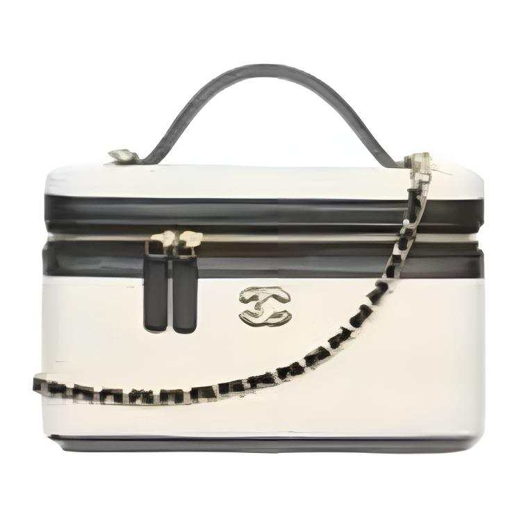 CHANEL Diamond Pattern Leather Chain Box Bag, Handbag, Crossbody Bag Women's White Black