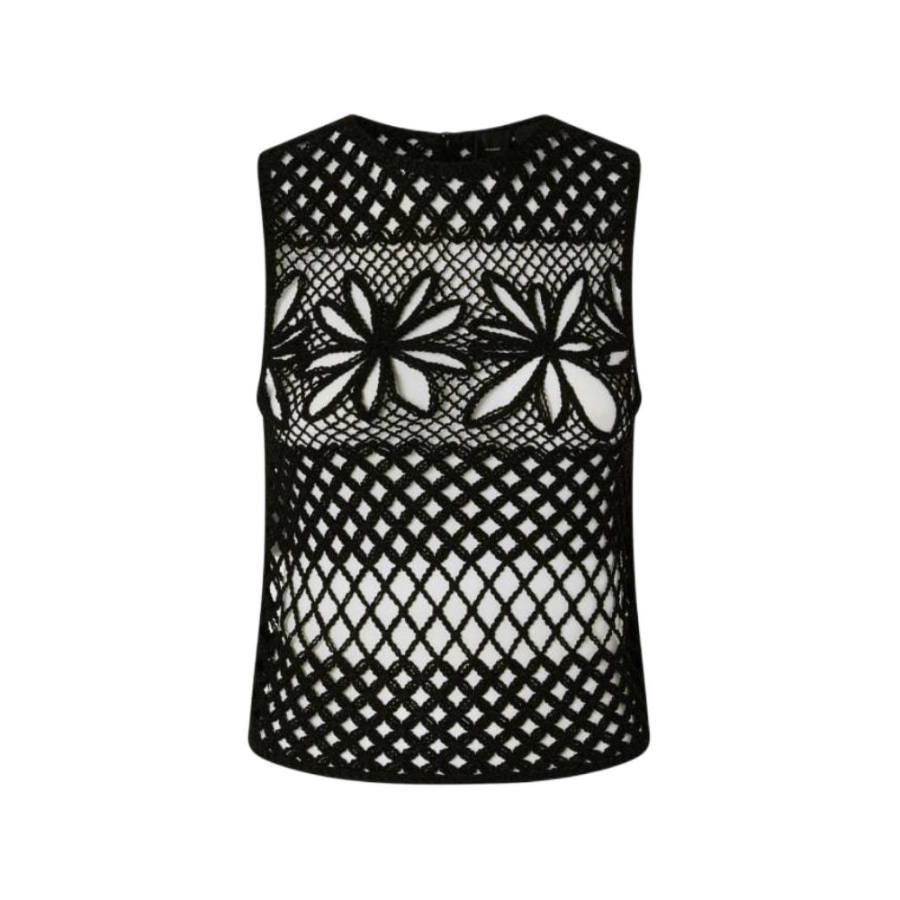 PINKO Crewneck Crochet Knit Vest