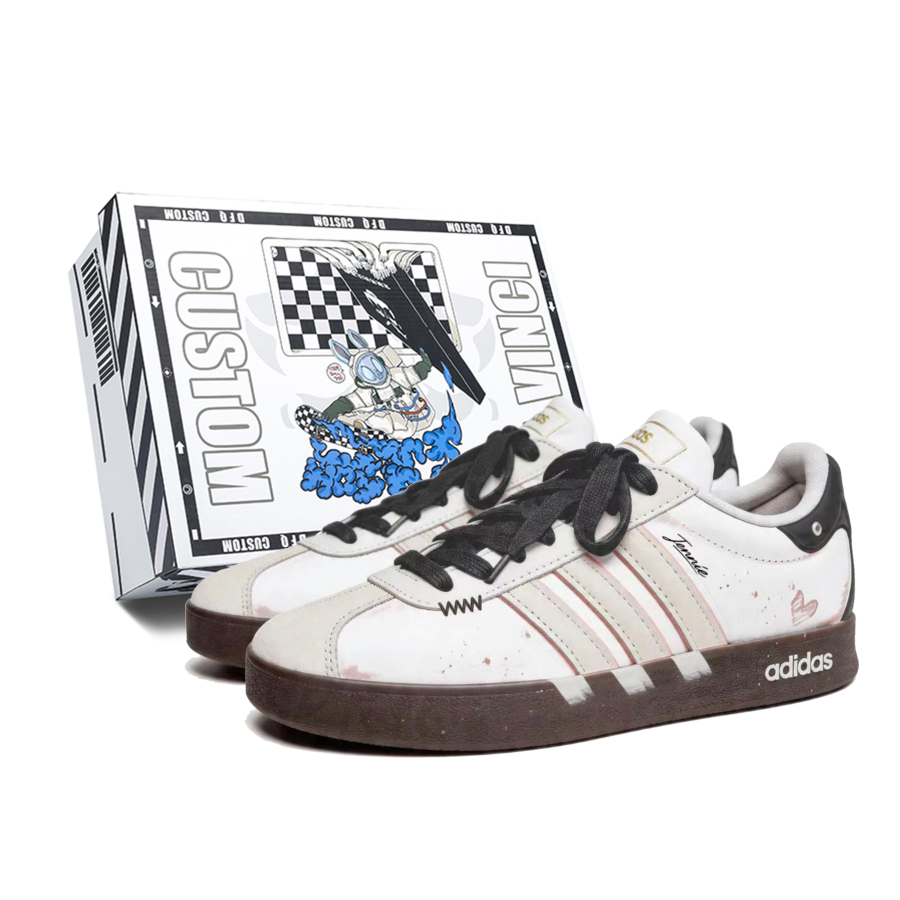 Adidas Adidas Vl Court Classic Pink Ink Whisper, Box Low top Skateboard Shoes Unisex Yellow