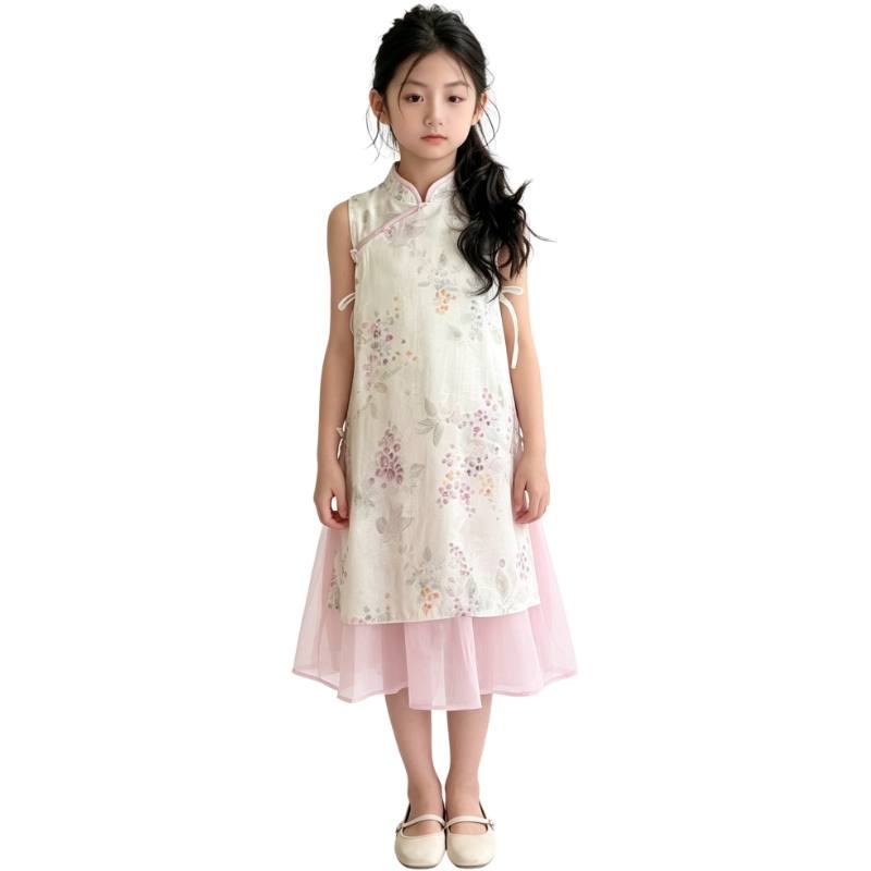 YALU Grade School Dresses Lapel Moderate Midi Skirt Stretch