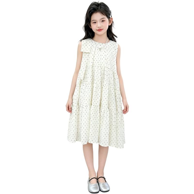 YALU Grade School Dresses Lapel Moderate Midi Skirt Stretch