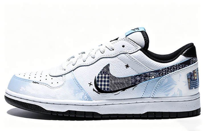 Nike Nike Big Ancient Cloth Blue Synthetic Leather Coverage Low top Skateboard Shoes Men's White Blue