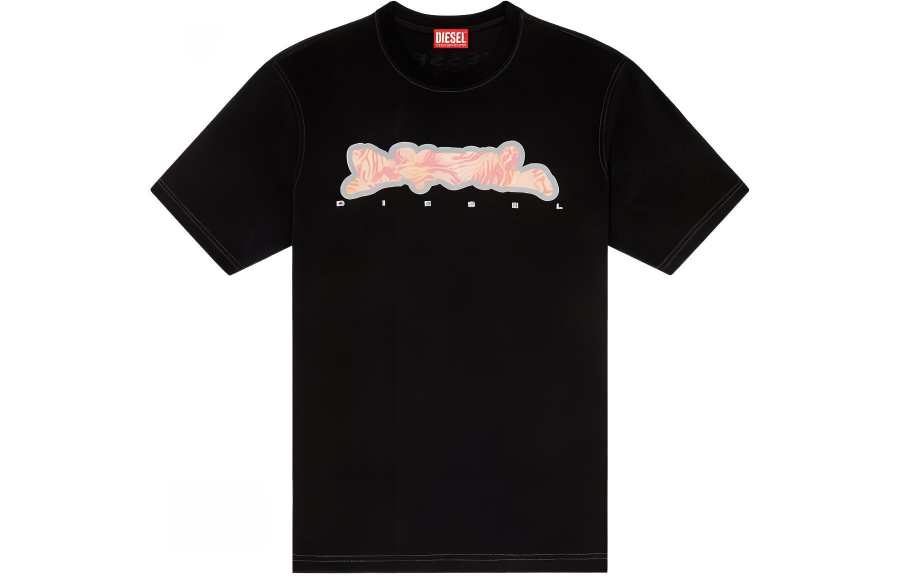 DIESEL T Shirts Men's Black Crew Neck Moderate Straight Fit