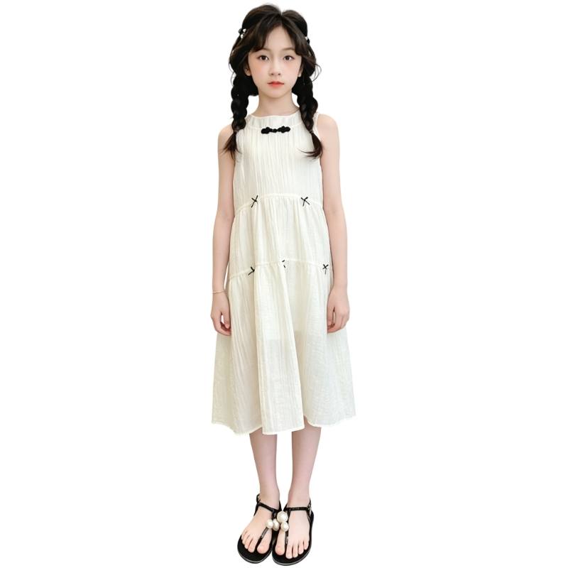 YALU Grade School Dresses Crew Neck Moderate Midi Skirt