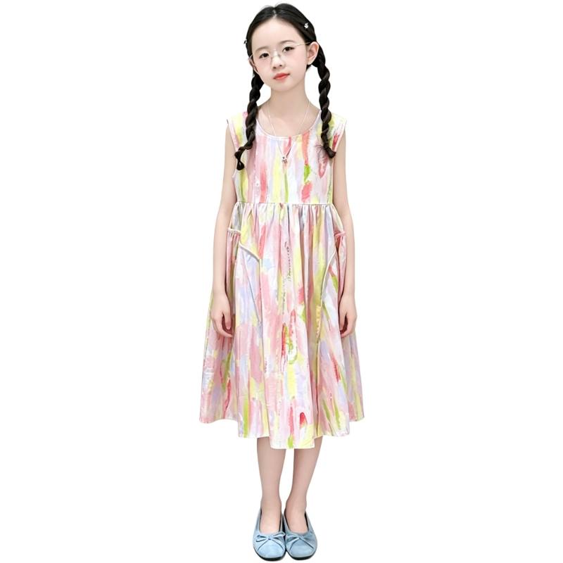 YALU Grade School Dresses Lapel Moderate Midi Skirt Stretch