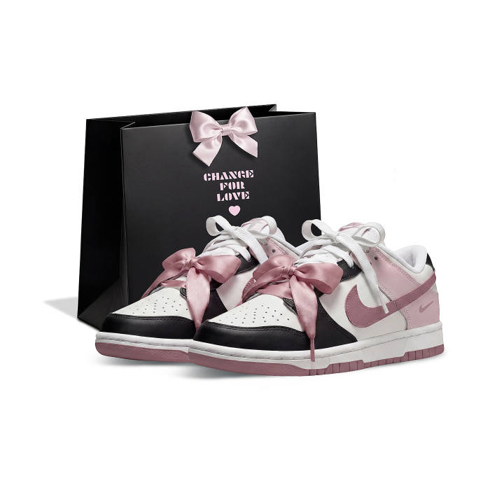 Nike Nike Dunk Valentine's Day Shopping Bag Cushioning Low top Skateboard Shoes Women's Black Pink Panda