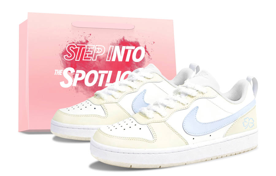 Nike Nike Court Princess Milk Frother Cushioning Abrasion Resistant Support Low top Kids' Skateboarding Shoes Beige Yellow