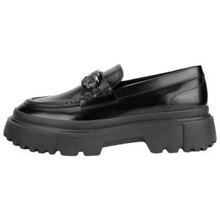 HOGAN Logo Plaque Round Toe Loafers Women's