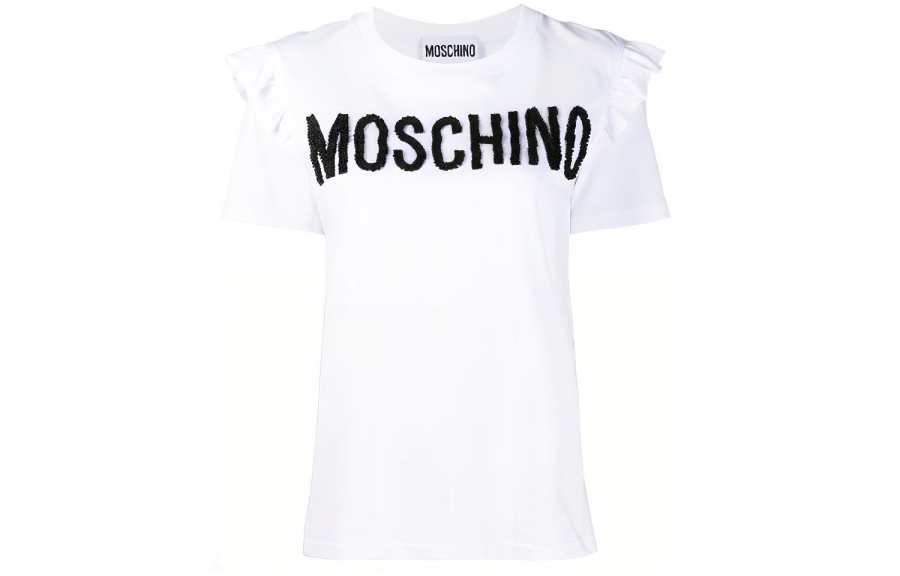 MOSCHINO T Shirts Women's White Crew Neck Moderate Straight Fit
