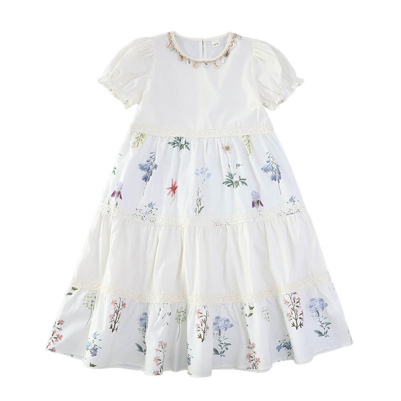 YALU Grade School Dresses Crew Neck Moderate Midi Skirt