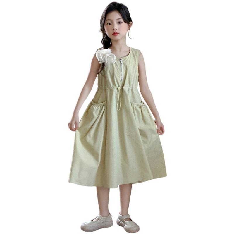 YALU Grade School Dresses Crew Neck Moderate Midi Skirt