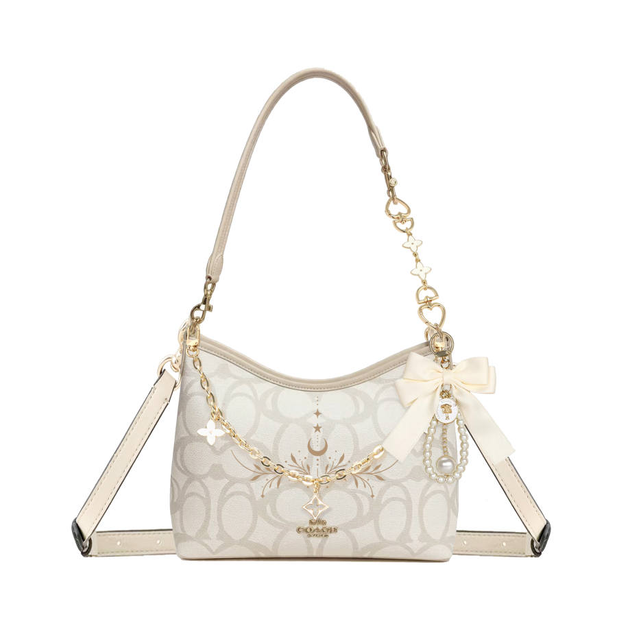 COACH Laurel Coated Canvas Shoulder Bag Large Women's Ecru