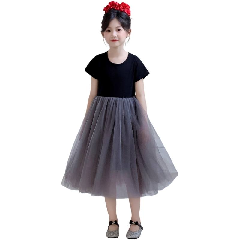 YALU Grade School Dresses Crew Neck Moderate Midi Skirt