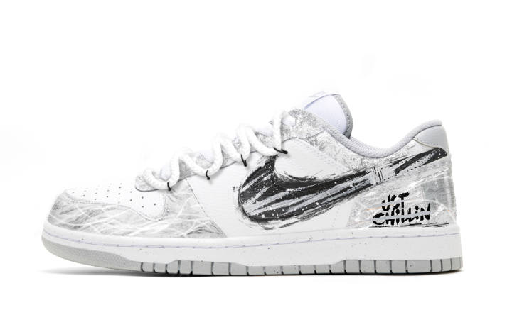 Nike Nike Big Casual Chill Synthetic Leather Abrasion Resistant Low top Skateboard Shoes Men's White Gray