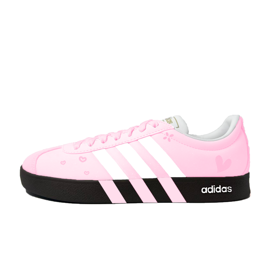 Adidas Adidas Vl Court Classic Spring Pink Mist Synthetic Leather, Split Cow Leather Low top Skateboard Shoes Unisex Pink