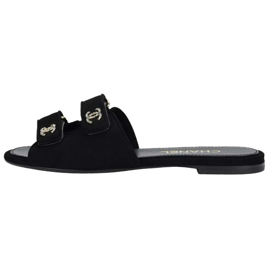 CHANEL Slide Slippers 1cm Women's Black