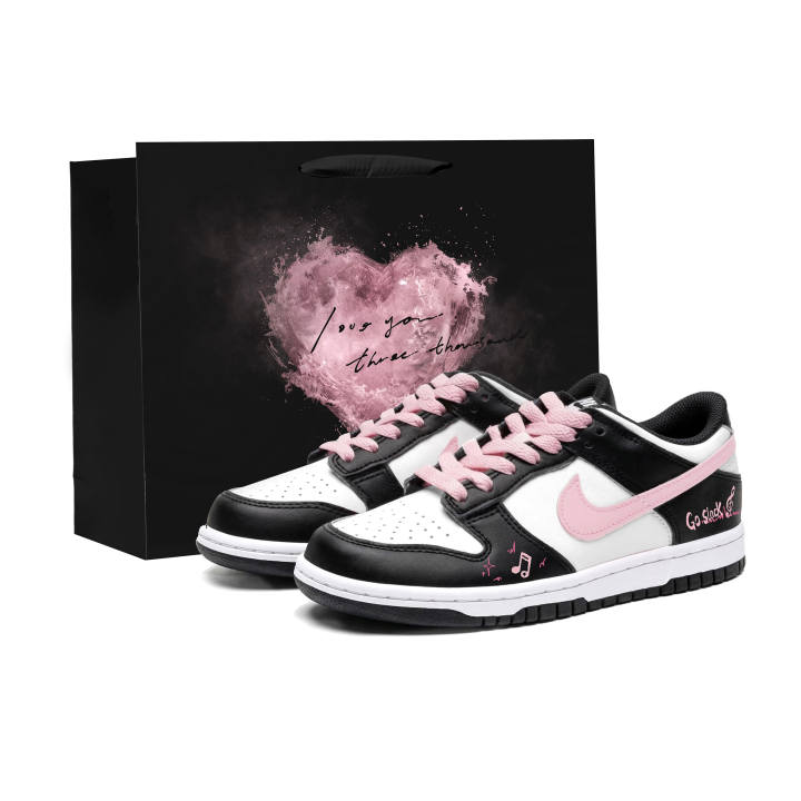 Nike Nike Dunk Jumping Musical Note Low top Skateboard Shoes Unisex Black Pink