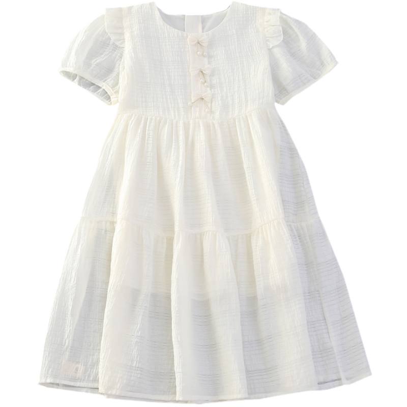YALU Grade School Dresses Lapel Moderate Midi Skirt Stretch