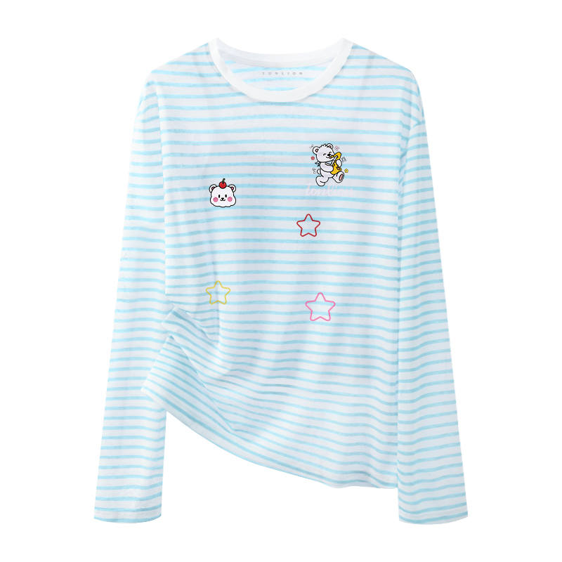 Tonlion T Shirts Women's Crew Neck Thin Straight Fit