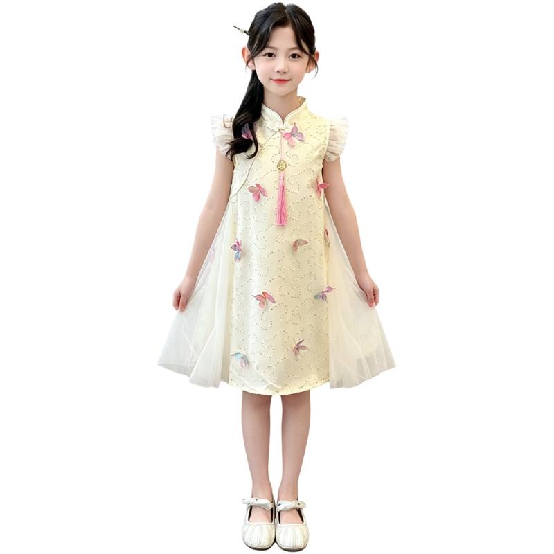 YALU Grade School Dresses Stand Collar Moderate Midi Skirt